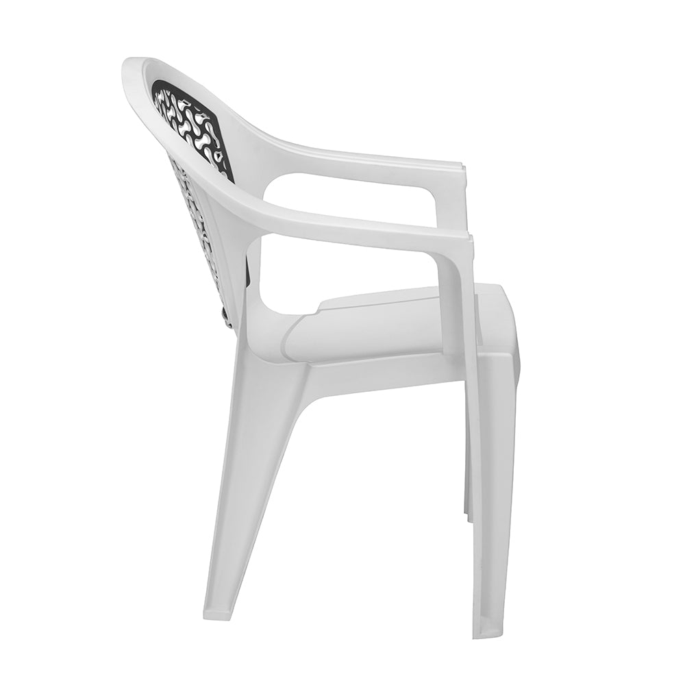 Nilkamal Paradise Plastic Arm Chair (Milky White & Black) - Nilkamal | VK Furniture & Electronics Mangalore