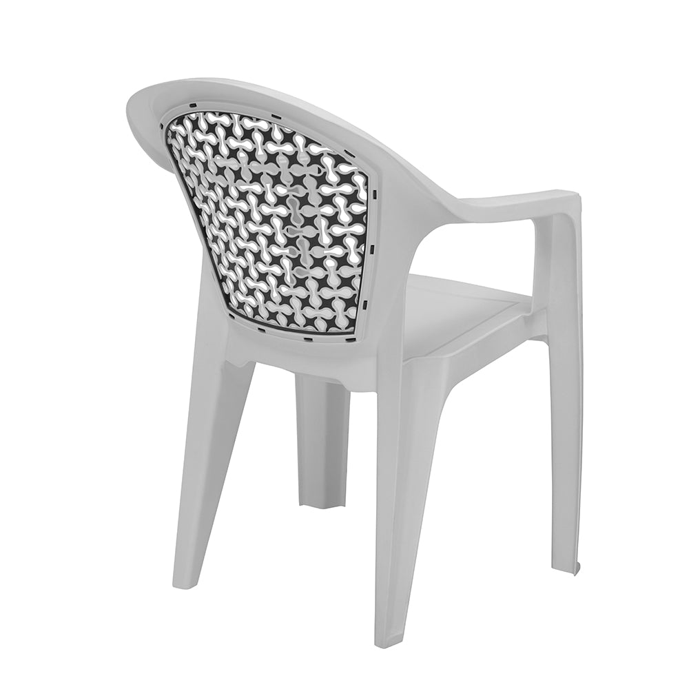 Nilkamal Paradise Plastic Arm Chair (Milky White & Black) - Nilkamal | VK Furniture & Electronics Mangalore
