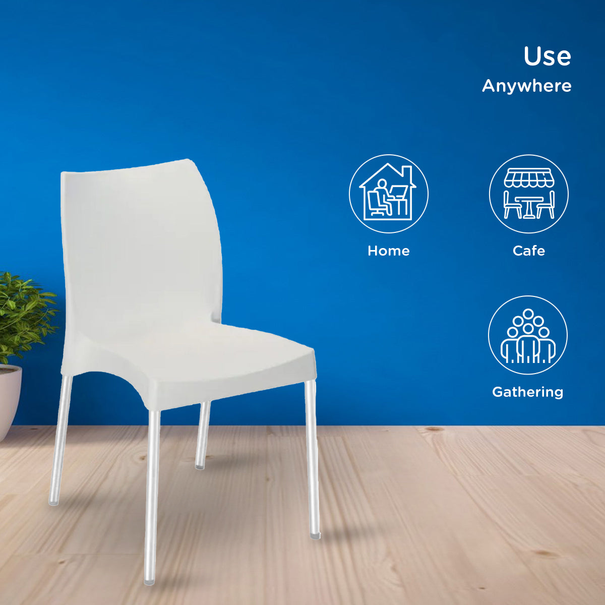 Nilkamal Novella 07 Plastic Armless Chair (Milky White) - Nilkamal | VK Furniture & Electronics Mangalore