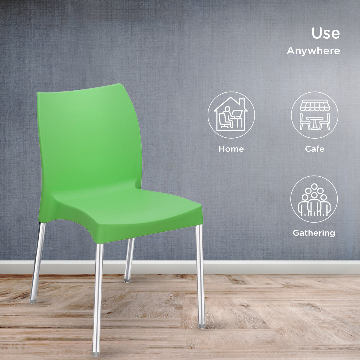 Nilkamal Novella 07 Plastic Armless Chair (Green) - Nilkamal | VK Furniture & Electronics Mangalore