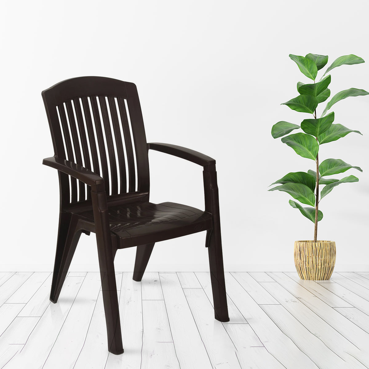 Nilkamal Heritage Plastic Arm Chair (Weather Brown) - Nilkamal | VK Furniture & Electronics Mangalore