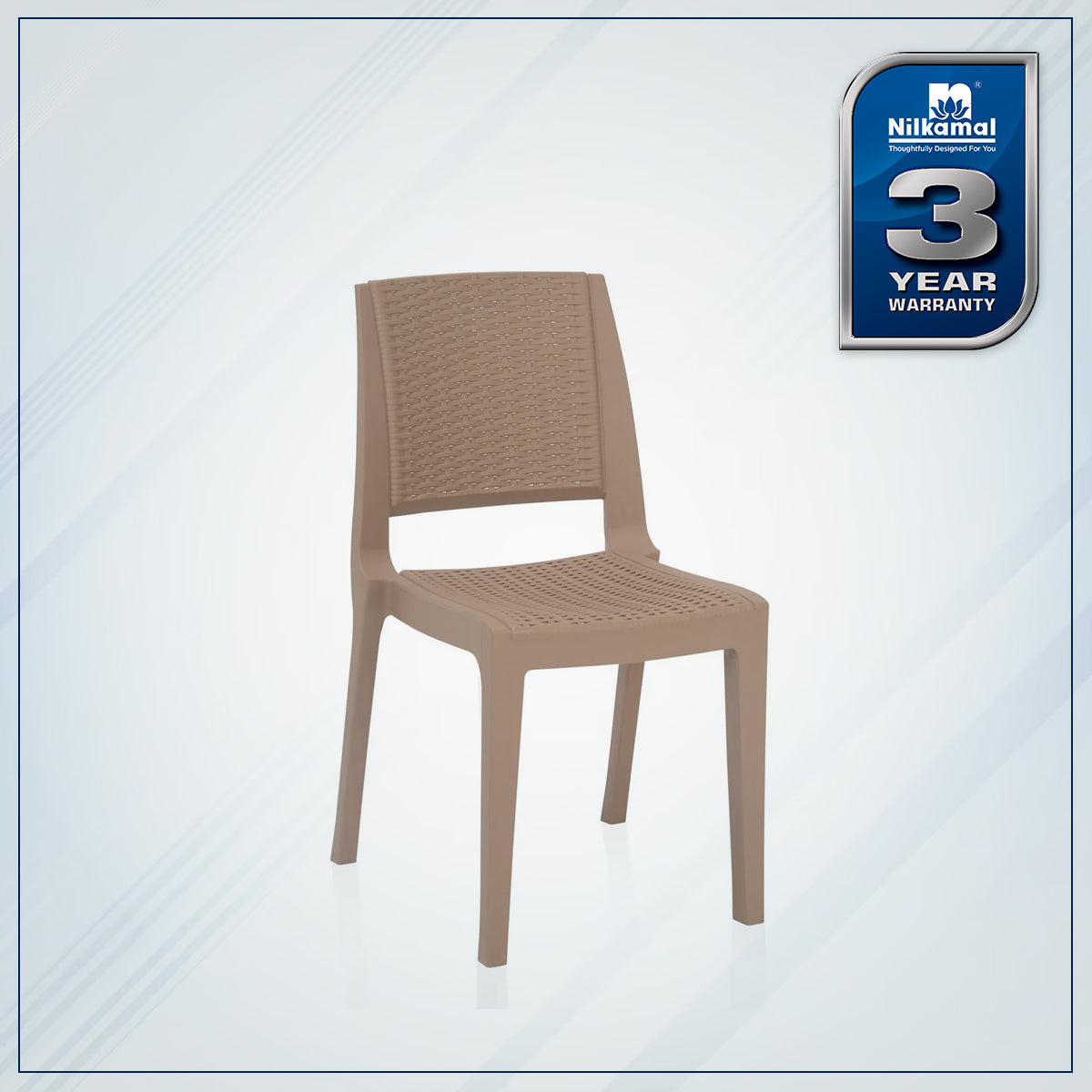 Nilkamal Enamora Premium Plastic Armless Chair (Rattan Dark Beige) - Nilkamal | VK Furniture & Electronics Mangalore