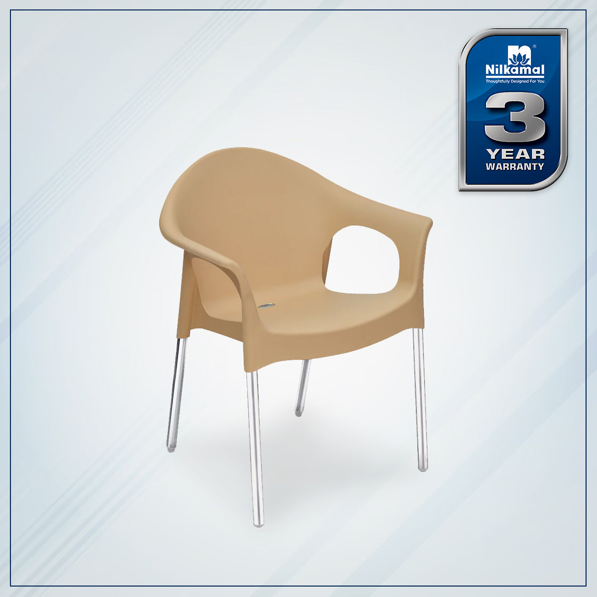 Nilkamal Novella 09 Plastic Arm Chair (Biscuit) - Nilkamal | VK Furniture & Electronics Mangalore