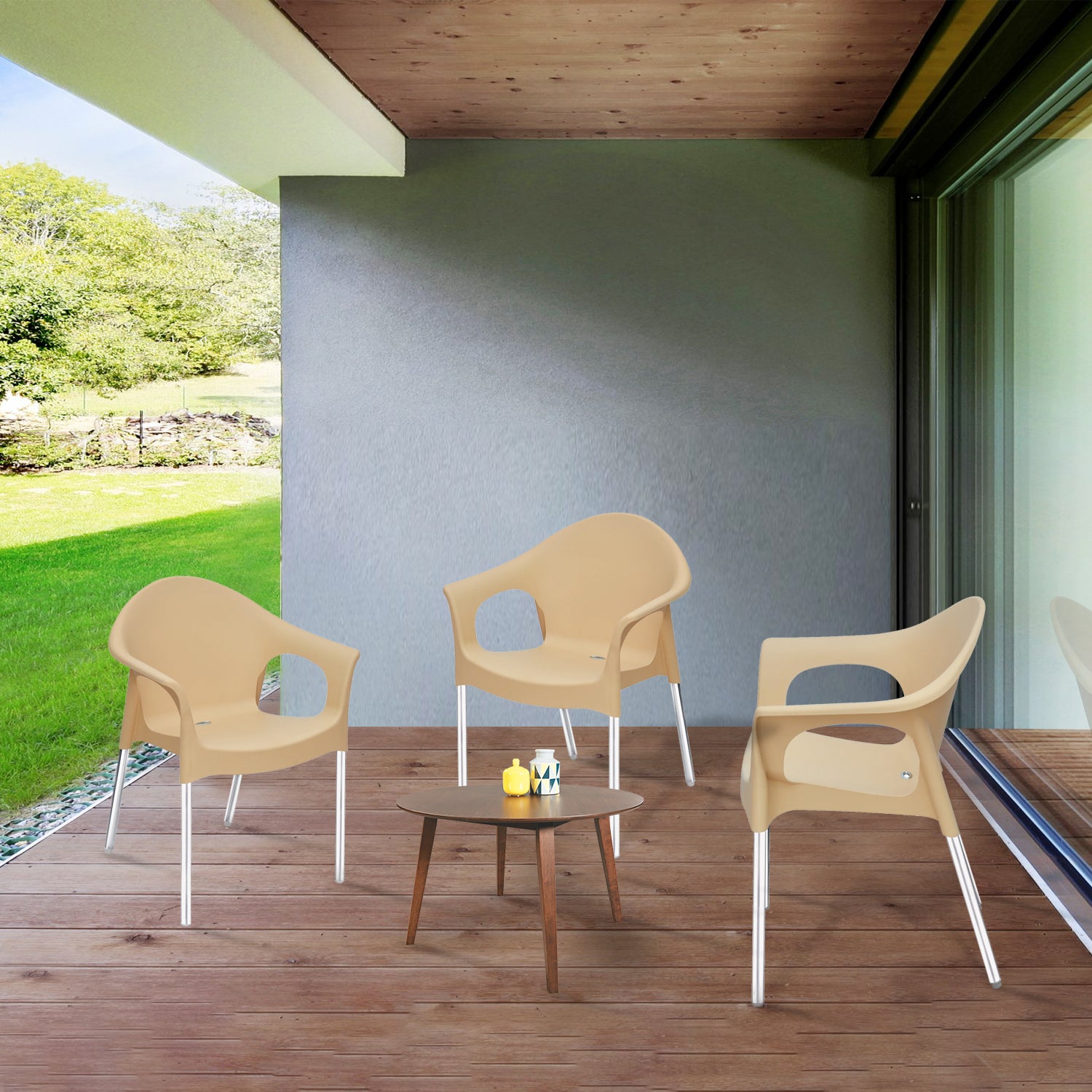 Nilkamal Novella 09 Plastic Arm Chair (Biscuit) - Nilkamal | VK Furniture & Electronics Mangalore