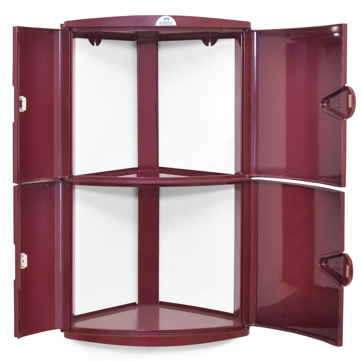 Nilkamal 2 Door Plastic Storage Corner Cabinet (Maroon) - Nilkamal | VK Furniture & Electronics Mangalore