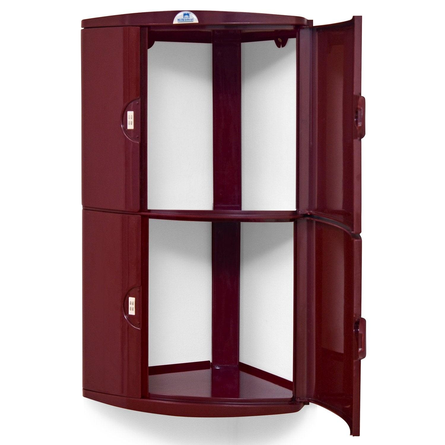 Nilkamal 2 Door Plastic Storage Corner Cabinet (Maroon) - Nilkamal | VK Furniture & Electronics Mangalore